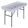 Outsunny 4FT Portable Folding Fish Fillet Cleaning Table Camping Picnic Ice Party Desk with Sink