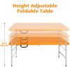 4ft Orange Portable Folding Table Indoor&Outdoor Maximum Weight 135KG Foldable Table for Camping