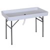 Outsunny 4FT Portable Folding Fish Fillet Cleaning Table Camping Picnic Ice Party Desk with Sink
