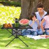 Portable Aluminium Alloy Camping Table Lightweight Outdoor Folding Garden Table with Cups Holder for Picnics Hiking BBQ